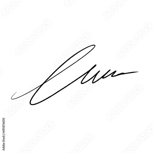 Abstract signature idea starting letter L. Vector with black writing and transparent background.