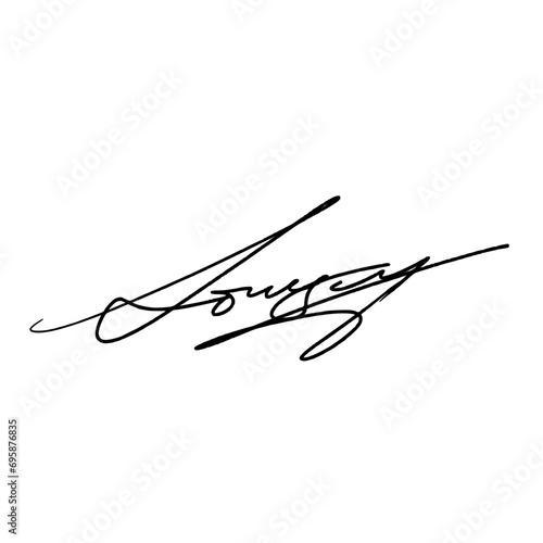 Abstract signature idea starting letter L. Vector with black writing and transparent background.