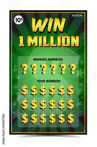 instant lottery ticket scratch off vector illustration 