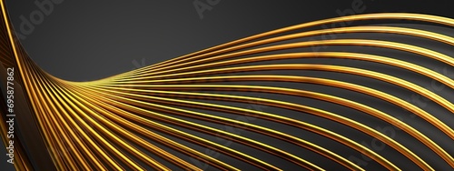 Obraz na plátne Black and gold edge wavy band Subdued contemporary art Elegant Modern 3D Renderi