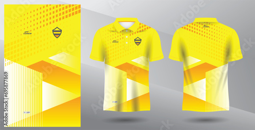 yellow abstract polo jersey mockup for sport uniform
