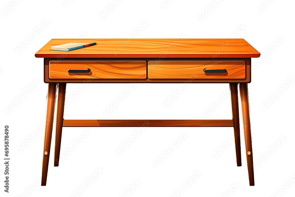 office desk carved wood, with drawers isolated on a Transparent background. Generative AI - obrazy, fototapety, plakaty 