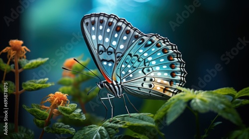 Vibrant Butterfly Perched on Green Foliage