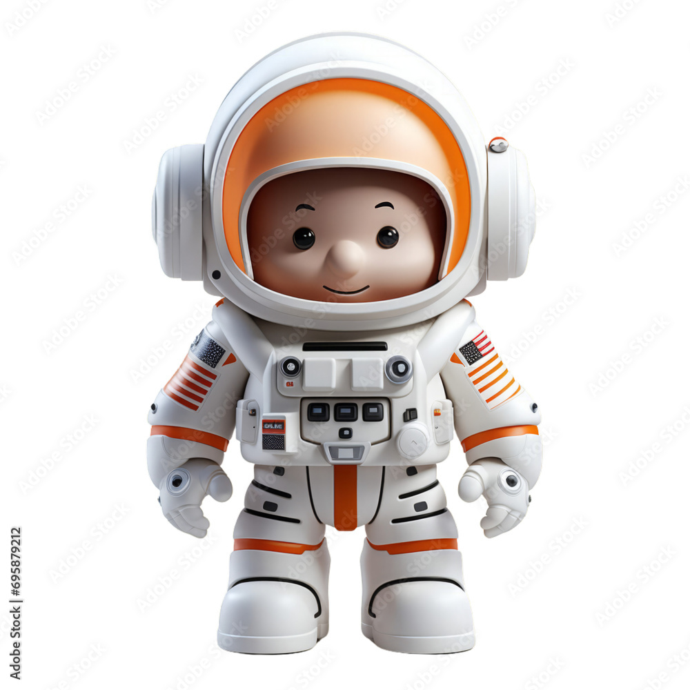 Fototapeta premium 3D Astronaut Character Mascot Isolated On Transparent Background