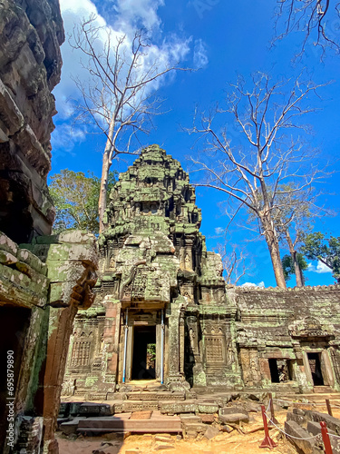 Ta Prohm, a mysterious temple of the Khmer civilization, located on the territory of Angkor in Cambodia photo