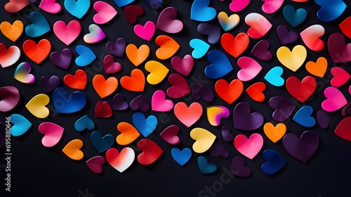 small colorful hearts on black background
