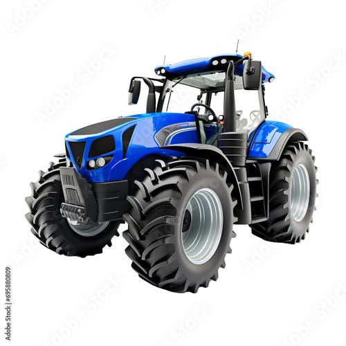 Modern blue  white and black tractor model.
