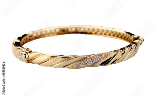 Gold and Diamond Bracelet on a White or Clear Surface PNG Transparent Background