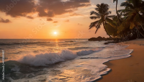 warm sunset on tropical beach