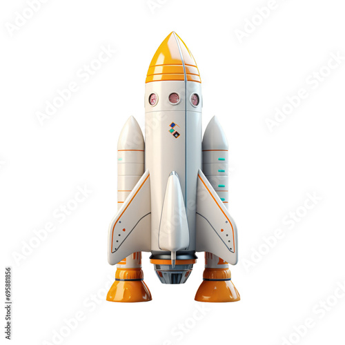 3D Space Rocket Isolated On Transparent Background
