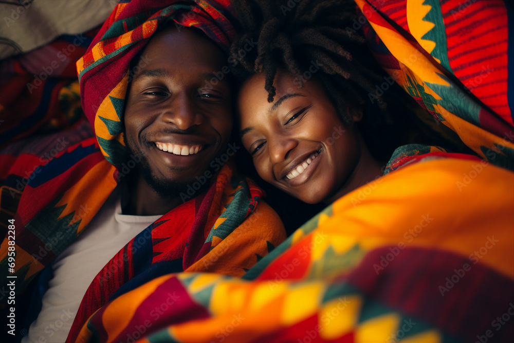 AI generated picture of cheerful happy people wrapped in warm blankets enjoying atmosphere AI generated picture of cheerful happy people wrapped in warm blankets enjoying atmosphere