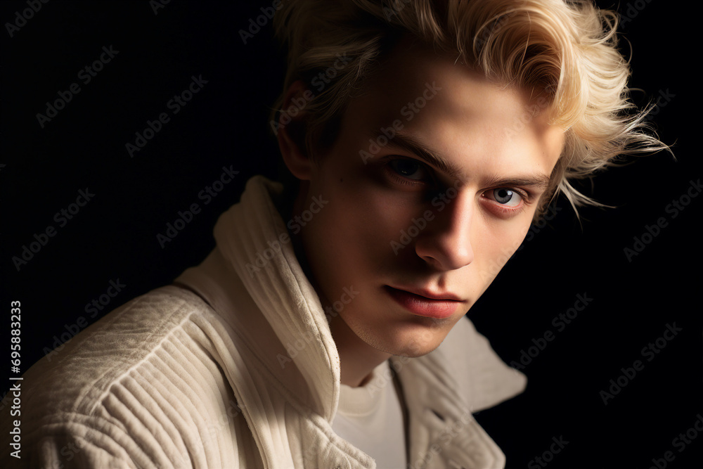 Photography of a nice groomed man made with generative ai isolated on dark black background Photography of a nice groomed man made with generative ai isolated on dark black background