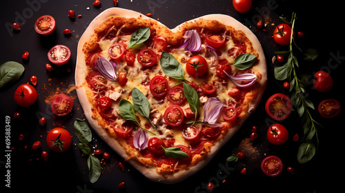 pizza in hearth shape, beautiful and delicious decoration, italian restaurant