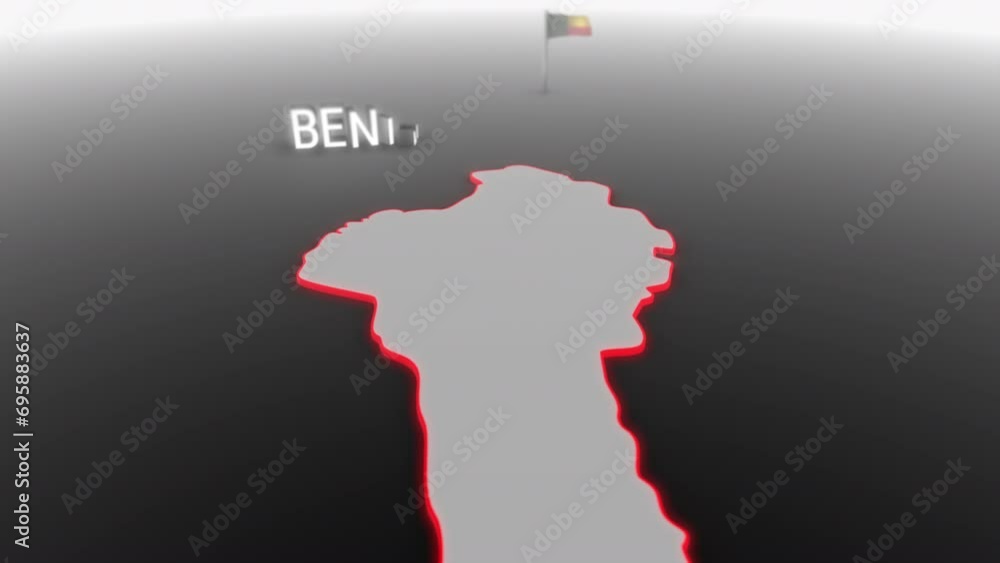 3d animated map of Benin gets hit and fractured by the text “Violence” 3d animated map of Benin gets hit and fractured by the text “Violence”