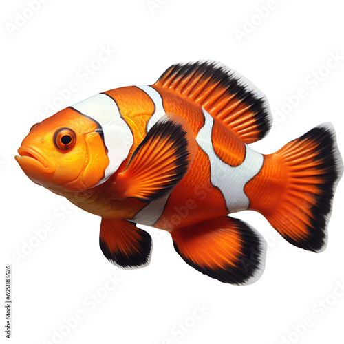 3D Clownfish Isolated On Transparent Background