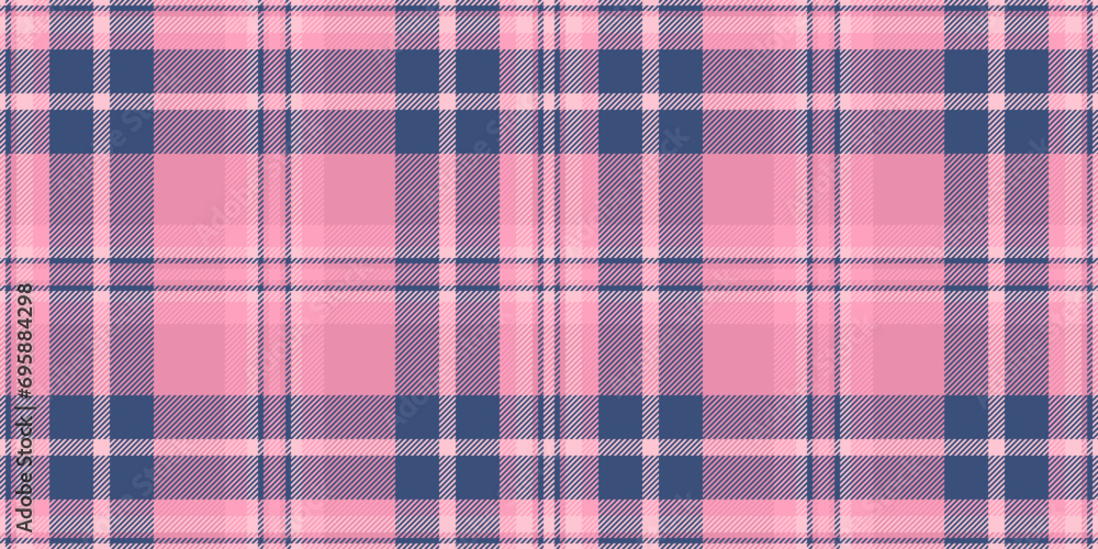 Unique fabric check background, chequered seamless pattern texture. Border plaid vector textile tartan in blue and pink colors. Unique fabric check background, chequered seamless pattern texture. Border plaid vector textile tartan in blue and pink colors.