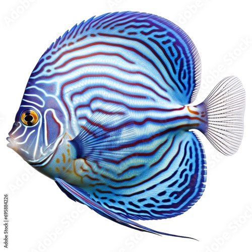 A blue discus fish isolated on a transparent background