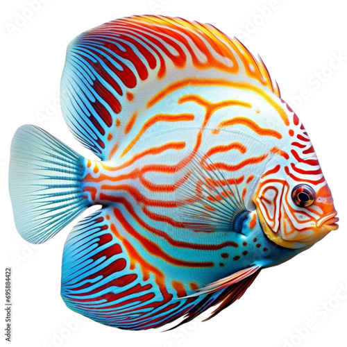 a colorful discus fish on a transparent background
