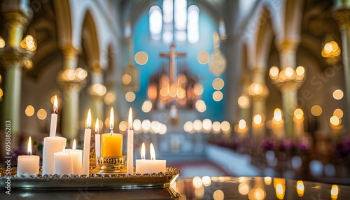 Print op canvas candles in a church background