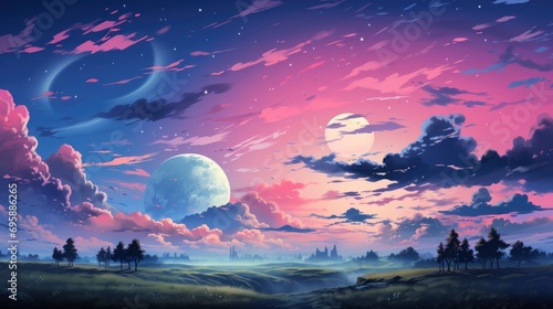 Beautiful Sky Background  Background Banner HD  Illustrations   Cartoon style