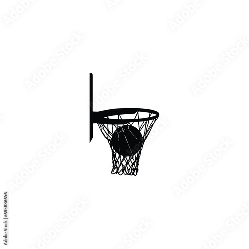 Icons for basketball that are flat. Sporting icons in white and black. Basketballs in vector form. © Lutfar