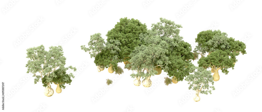 Obraz premium Green forest isolated on background. 3d rendering - illustration