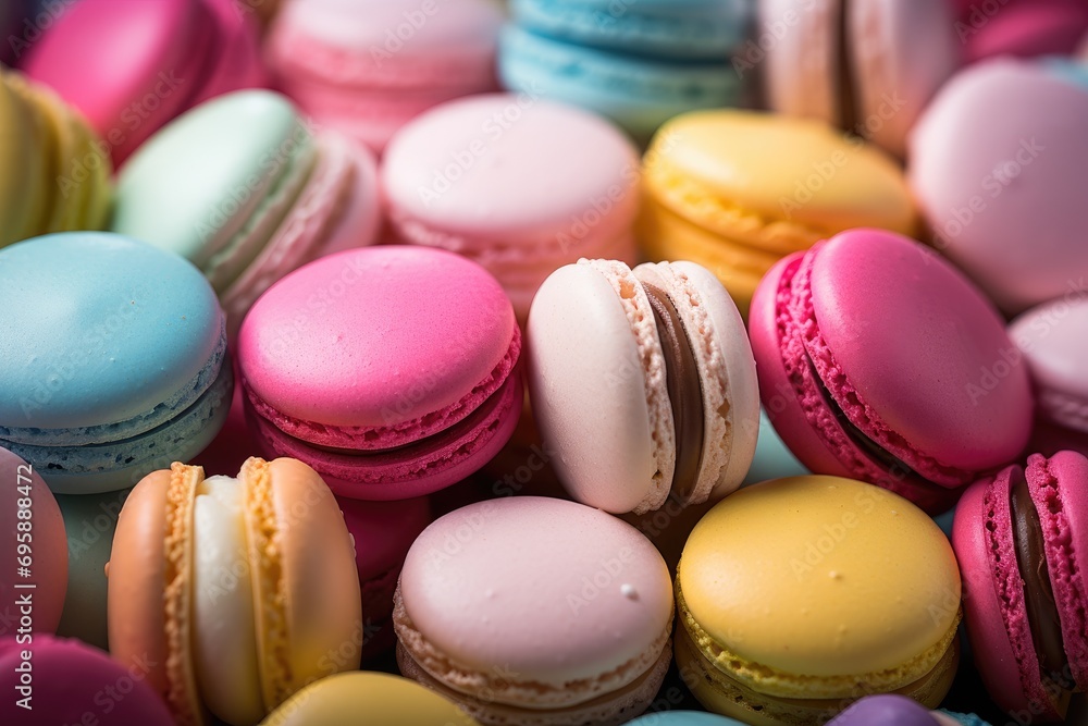 Macarons colourful texture. Generative AI Macarons colourful texture. Generative AI