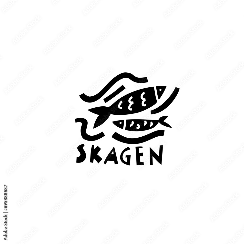 Vector Hand Drawn Denmark Label. Travel Skandinavian Illustration. Hand Writen Lettering Illustration. Danish Symbol Logo Vector Hand Drawn Denmark Label. Travel Skandinavian Illustration. Hand Writen Lettering Illustration. Danish Symbol Logo
