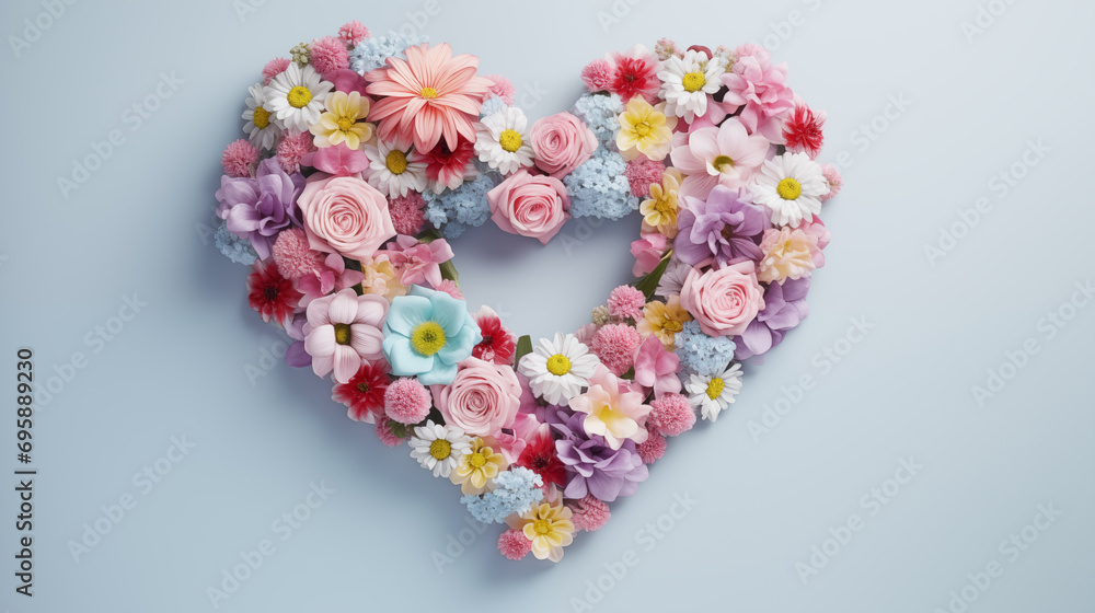 heart shape frame made of pastel color flowers isolated on background as valentines day card heart shape frame made of pastel color flowers isolated on background as valentines day card