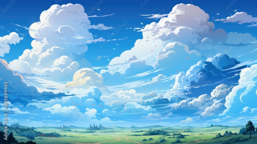 Blue Sky Light Clouds Wide Summer, Background Banner HD, Illustrations , Cartoon style Blue Sky Light Clouds Wide Summer, Background Banner HD, Illustrations , Cartoon style