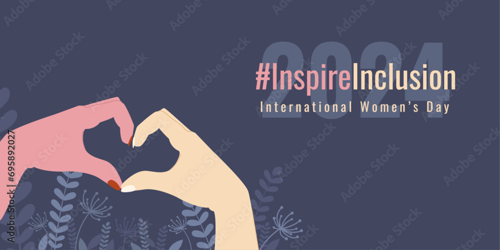 International women's day 2024 InspireInclusion vector banner template