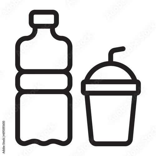 waste plastic line icon