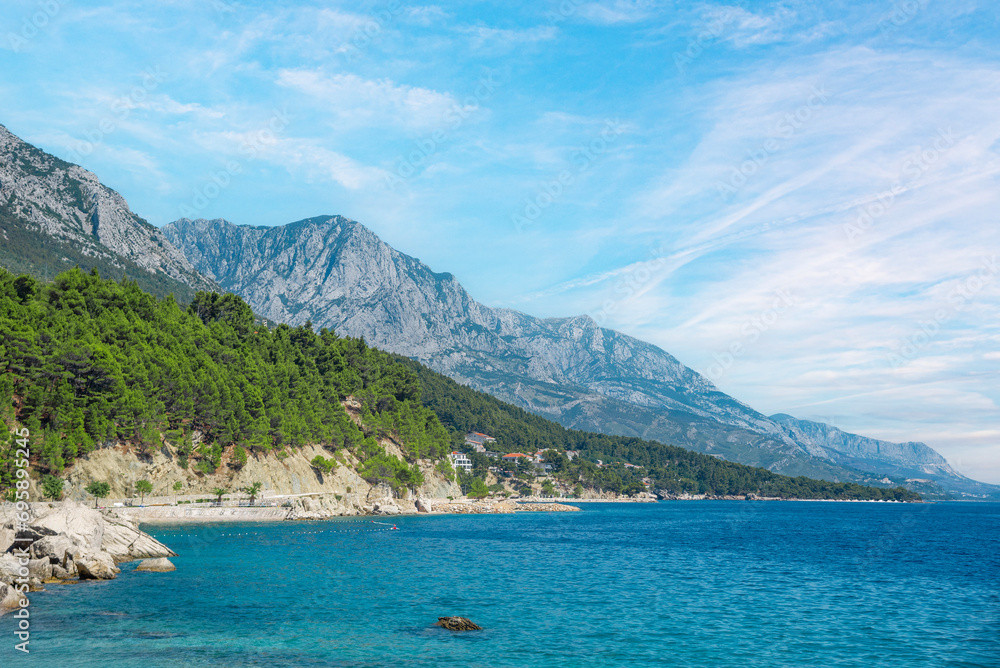 Rocky seashore on the Adriatic coast. Croatia.