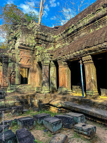 Ta Prohm, a mysterious temple of the Khmer civilization, located on the territory of Angkor in Cambodia photo