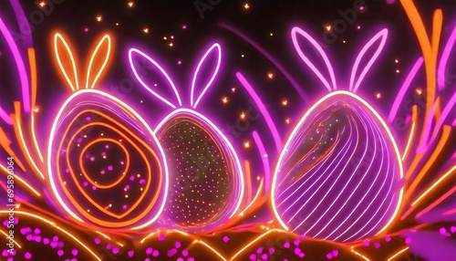 Easter-themed background image include iconic elements such as painted eggs  bunnies  and spring flowers. there are spaces for promotional text and the company logo.
