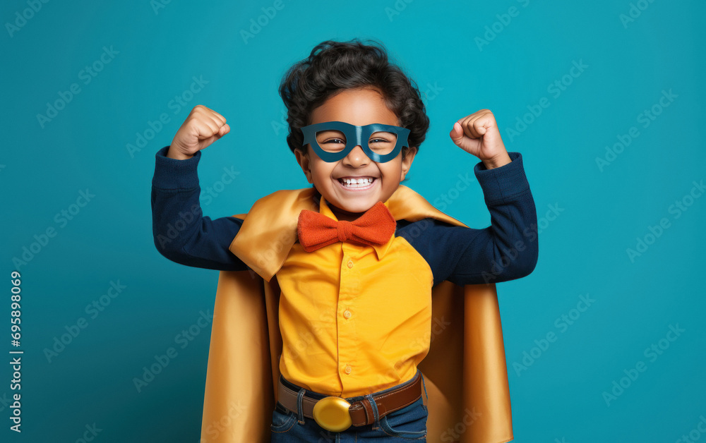 cute indian little boy wearing superhero custom Stock Photo Adobe Stock