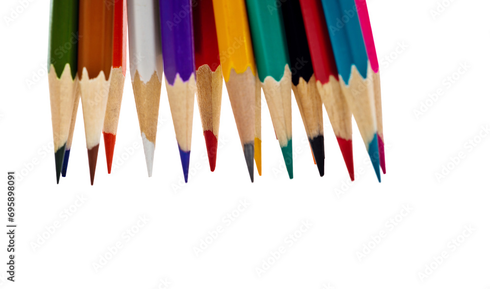 A group of colorful pencils on white background A group of colorful pencils on white background