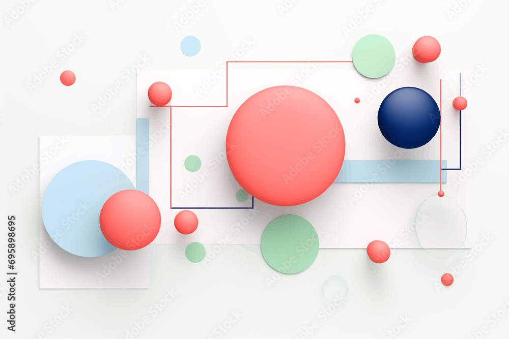 Abstract 3d render pleasant soft colors isolated vector style illustration