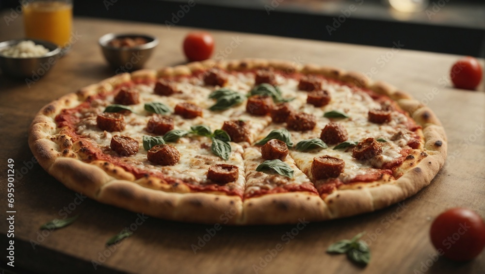 pizza on a table pizza on a table