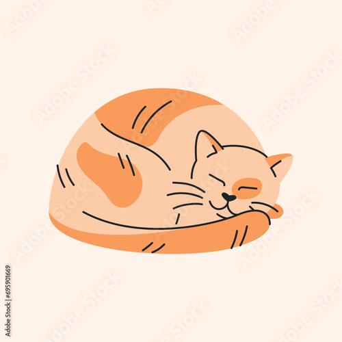 The cat is lying color element. Cartoon cute animal.