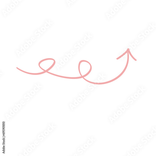 Simple hand-drawn pink arrow. シンプルな手描きのピンクの矢印。