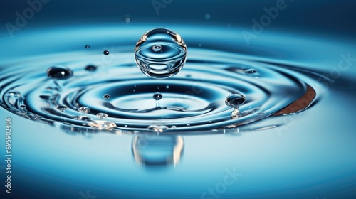 A drop of water falling into a pool of water.