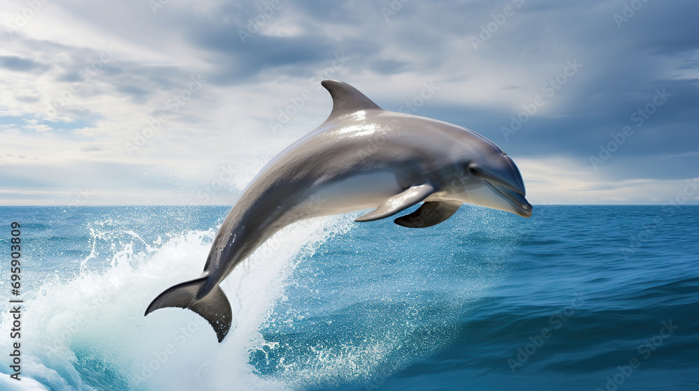 Fototapeta premium dolphin jumping out of water. Generative Ai