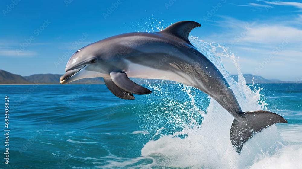 Fototapeta premium dolphin jumping out of water. Generative Ai