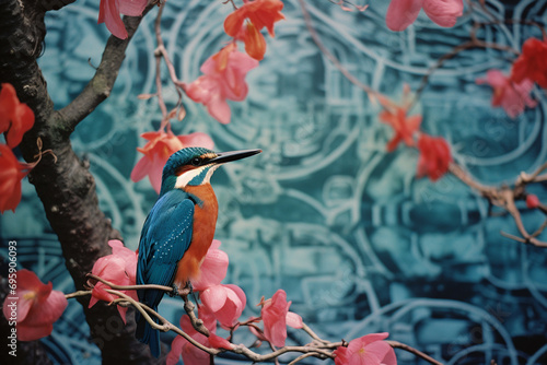 A symphony of abstract patterns inspired by the Guam Kingfisher's last song, advocating for conservation efforts for this extinct-in-the-wild bird. photo