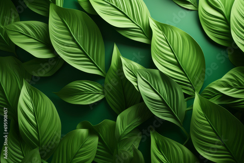 Fondo liso verde con hojas de enredadera. photo