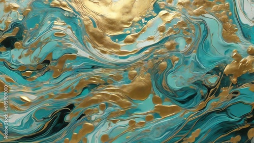 background of waterlight, ocean, paint, flow, marble, gold, backdrop, 3d photo