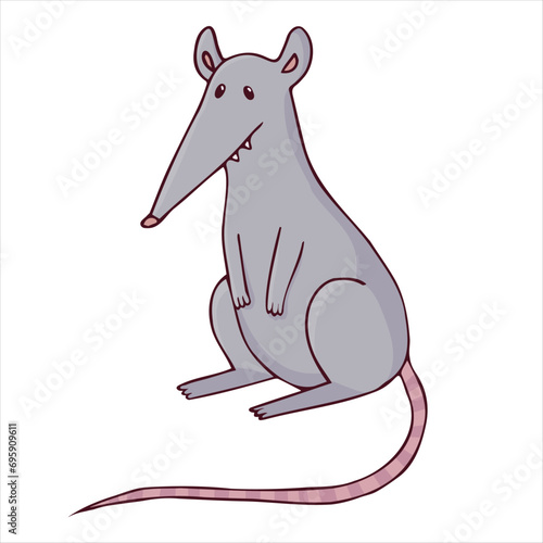 drawn cute rat on a white background vector