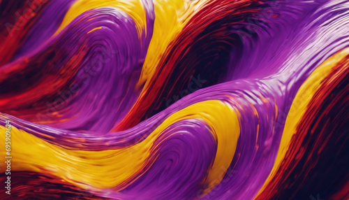 Chromatic Expression- Generative Illustration of an Abstract Painting with Waves of Yellow, Purple and Red photo