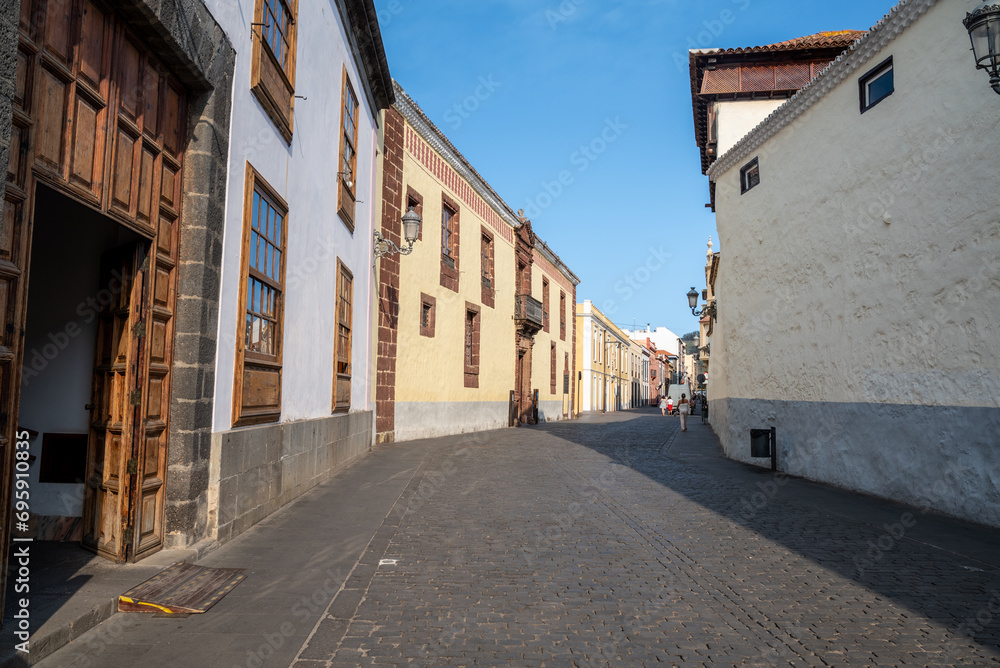 historic empedrada street bathed in late light